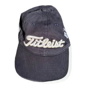 Titleist FootJoy FJ Adjustable Tour Performance Golf Hat Ball Cap Navy White